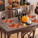 XCHI Spooky Orange and Black Spider Web Halloween Round Placemats Set of 4 Table Mats for Party Home Kitchen Dining Table Decorations 14x14 Inch