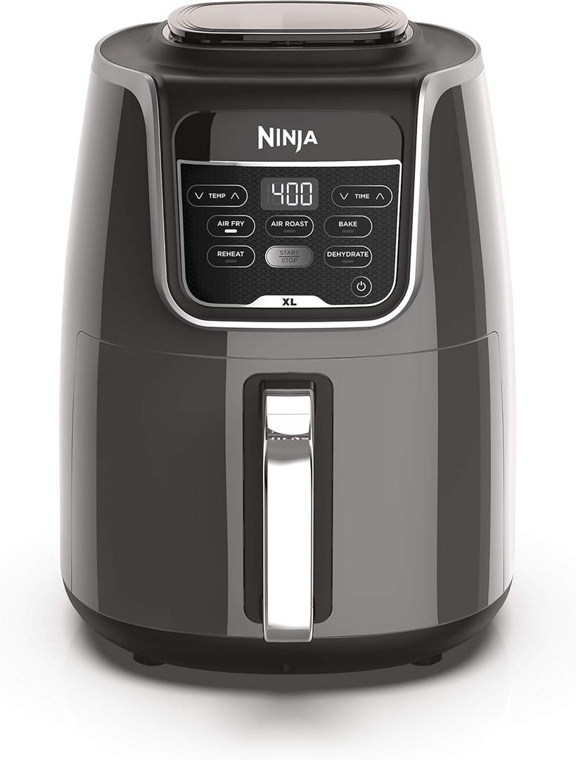Ninja XL Air Fryer | 5.5 QT Capacity fits 3lbs of Wings | 5-in-1 Air Fry, Roast, Bake, Reheat & Dehydrate | 400F Max Temp | 1750 Watts | With Dishwasher Safe Parts & Recipe Guide | Grey | AF150AMZ (Black)