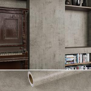VEELIKE Distressed Taupe Concrete Peel and Stick Wallpaper 15.7''x118'' Textured Contact Paper for Countertops Waterproof Self Adhesive Vinyl for Kitchen Bedroom Walls Table Cabinets