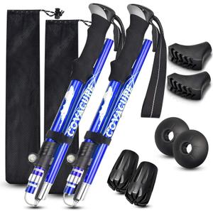 Covacure Trekking Poles Collapsible Hiking Poles - Aluminum Alloy 7075 Trekking Sticks with Quick Lock System, Telescopic, Collapsible, Ultralight for Hiking, Camping (Blue Long (110-130cm))