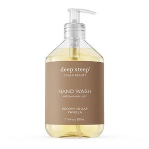 Deep Steep Liquid Hand Wash, Brown Sugar Vanilla, 17.6 oz  Moisturizing Cleanser with Olive Oil, Aloe Vera, Glycerin & Hyaluronic Acid  Vegan, Clean Beauty, Soft & Nourished Hands