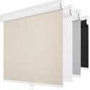 ChrisDowa Cordless Blackout Roller Shades for Windows, Thermal Insulated UV Protection Pull Down Shades, Total Blackout Window Blinds for Home, Office, Bedroom, Door (24" W x 72" H, Beige)