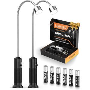 Magnetic Grill Lights for Outdoor BBQ, 2 Pack Smoker Accessories, Grilling Gifts for Men Him, Flexible Gooseneck Weather Resistant, Cooking Gadgets for Grill Master Barbecue Enthusiasts