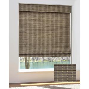 Cordless Bamboo Roman Shades for Windows, Blinds Size (32.5" W  64" H) Colour (BDP-Driftwood) (32.5" W  64" H (See introduction))