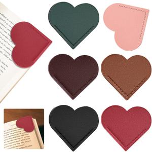 3 x 6 Pcs Leather Heart Bookmarks, Bookmarks for Women, Cute Heart Bookmark Corner, Book Marks for Teachers Students School Office Home Supplies