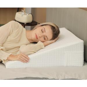 8" Wedge Pillow for Sleep Apnea/Acid Reflux Relief/Seniors, Wedge for Bed to Elevate Head, Acid Reflux Pillow, with Memory Foam Top Bed Wedge Pillow for Sleeping,Reading,Rest,Leg Elevation