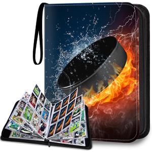 Hockey Card Binder, 9-Pocket Cards Holder,Trading Card Binder Fits 900 Cards With 50 Removable Double Sided Sleeves, Cards Album Case for Sports Game Trading Cards Display Storage Collection