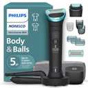 Philips Norelco Body Groomer 9000 Series, Intimate Trimmer for Bi-directional Use & Waterproof Wet Dry Body Shaver System with Foldable Back Attachment & UV Cube Cleaner, BG9485/50 (Black)