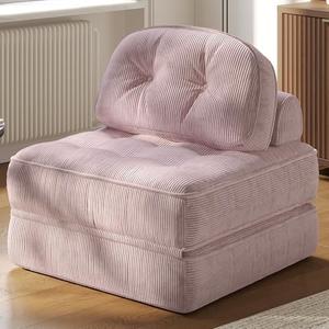 Dowinx Folding Sofa Bed with Pillow, Convertible Comfy Couch Bed for Adults Home Lounge and Gaming, Modern Comfortable Design for Apartment Living Room Bedroom, Single, Ribbed Velvet, Mauve