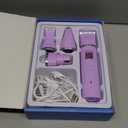 Dog Grooming Clippers Kit-Electric Rechargeable Cat Trimmer Tools-Cordless Quiet Pet Nail Paw Grinder-4 in 1 Multifunctional Low Noise Shaver-Razor for feet Face Ears Toenail Eye (Purple)