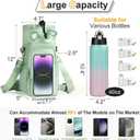 Water Bottle Holder with Strap, 4 Big Pockets with Compartment, 24oz/32oz/40oz Crossbody Water Bottle Carrier Bag