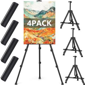 Easel Stand for Sign, Hemndic 66" Easels Stand for Painting Heavy Duty, Portable Travel Easel for Display (4 Pack)