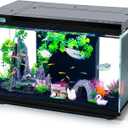 17.6x9.7x11.3 in Fish Tank Kit Complete with Real-Time Temp Display, 3-Speed Water Pump, Smart Storage, Flexible Filter & 6 Color Lights Ideal Aquarium for Betta Fish & Goldfish