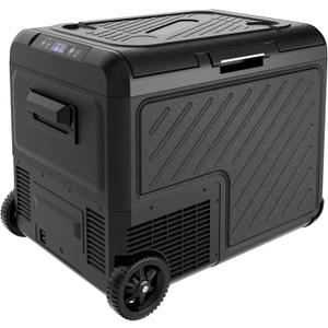 EUHOMY 12 Volt Refrigerator, 49QT Dual Zone Car Refrigerator, Electric Cooler 12/24V DC & 100-240V AC, Car Fridge -4~68, Portable Freezer with Wheels for Camping, Truck, Travel