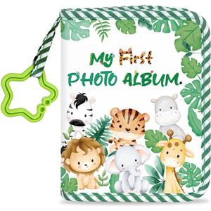Baby's My First Family Album Soft Photo Cloth Book Jungle Animal My First Book of Photos Baby Memory Album Gift Holds 4x6 Pictures for Babies Newborn Toddler & Kids Baby Shower