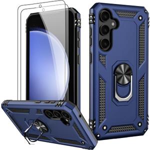 LUMARKE for Galaxy S23 FE Case with Screen Protector,Pass 16ft. Drop Tested Military Grade Protective Phone Cover with Magnetic Ring Kickstand Compatible with Car Mount Holder Blue