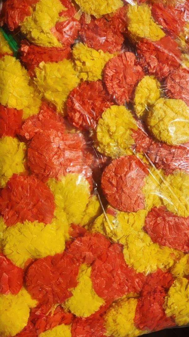 5 PC - 4.5 feet Marigold Garland | Indian/American Wedding Party Mantle Decoration | Faux Garlands Wedding Garland | Diwali Decoration | Spring Bush Floral | (Yellow Orange Dark)