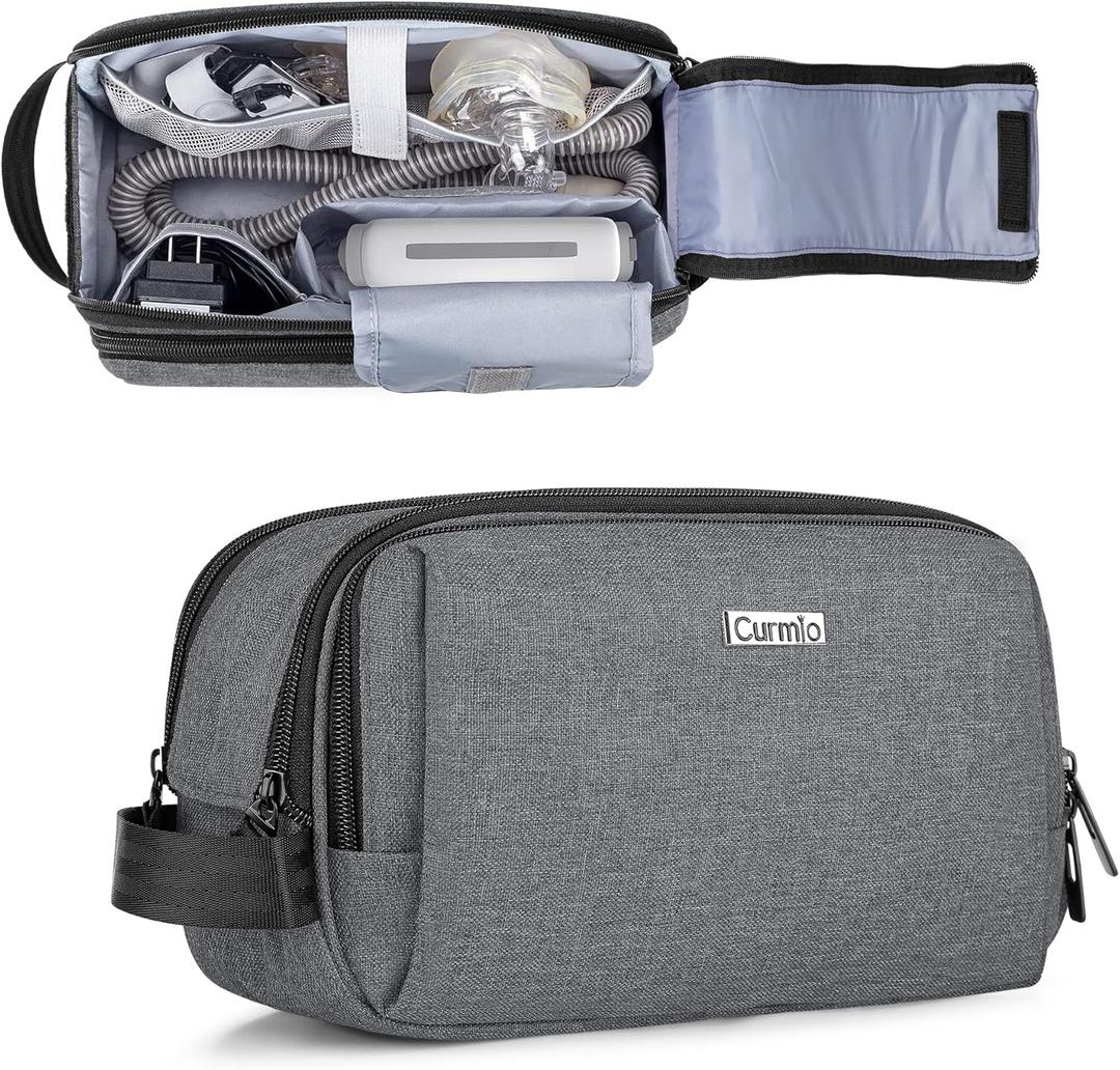 CURMIO CPAP Travel Bag Compatible with ResMed AirMini Machine, Portable CPAP Supplies Carrying Case Storage Bag (Gray)