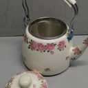 Tea Kettle Pot for Stove Top,Porcelain Large Enamel Teakettle,3.3L Colorful Teapot Floral Ceramic for Stovetop,Retro Classic Design (Ivory)