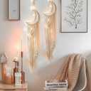 2 x 2Pcs White Moon Dream Catcher, Bohemian Dream Catcher, Handmade Bohemian Dream Catcher for Mom, Friends, Women, Girls, Woven Wall Hanging, Bedroom Decoration (2Pcs Moon-White)