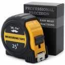 Mr. Pen- Retractable Tape Measure 25 ft, Yellow, Easy Read, Steel Retractable Measuring Tape with Fractions, Ideal for Construction & DIY Projects
