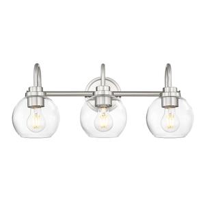 3-Light  Bathroom Vanity Light, Brushed Nickel Vanity Light with Clear Glass Shade, Farmhouse Bathroom Vanity Light Over Mirror for Powder Room Bath 