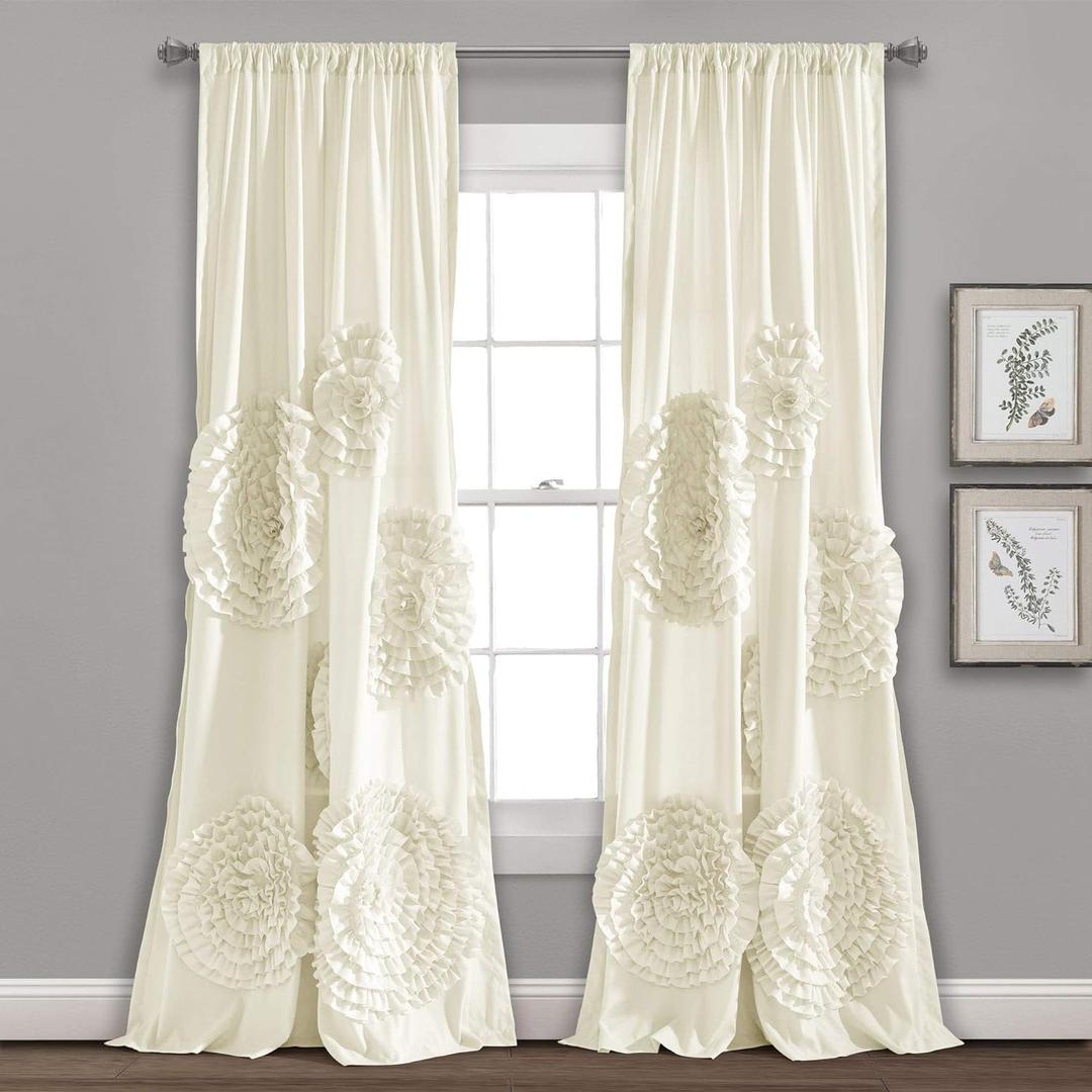 Lush Decor C26557P14-000, Ivory Serena Window Panel for Living, Dining Room, Bedroom (Single Curtain), 84 x 54