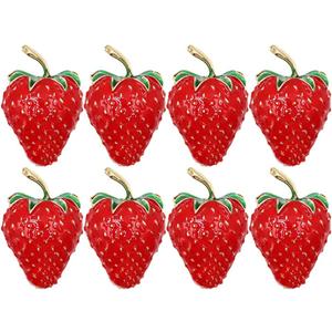 Qinwuwu Knobs Handles Pulls Iron Carving Strawberry Decorative Art Jewelry Boxes Pulls Knobs Creative Handles Kitchen Hardware Cupboard Drawer Dresser Zinc Alloy Pack of 8 pcs, Red