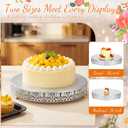 2 Pack Cake Stand Set, 14/16 Inch Metal Round Cupcake Dessert Stand Decorative Elegant Cake Display for Weddings Party Birthday Baby Showers Anniversary(Classic Floral,Silver)