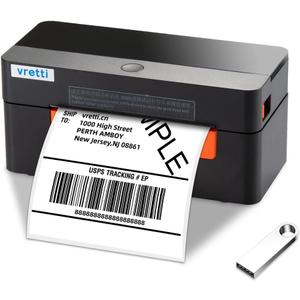 Vretti Thermal Shipping Label Printer - 4x6 Desktop Barcode USB for Small Business & Packages - Compatible with Mac Windows Linux Chrome OS UPS USPS