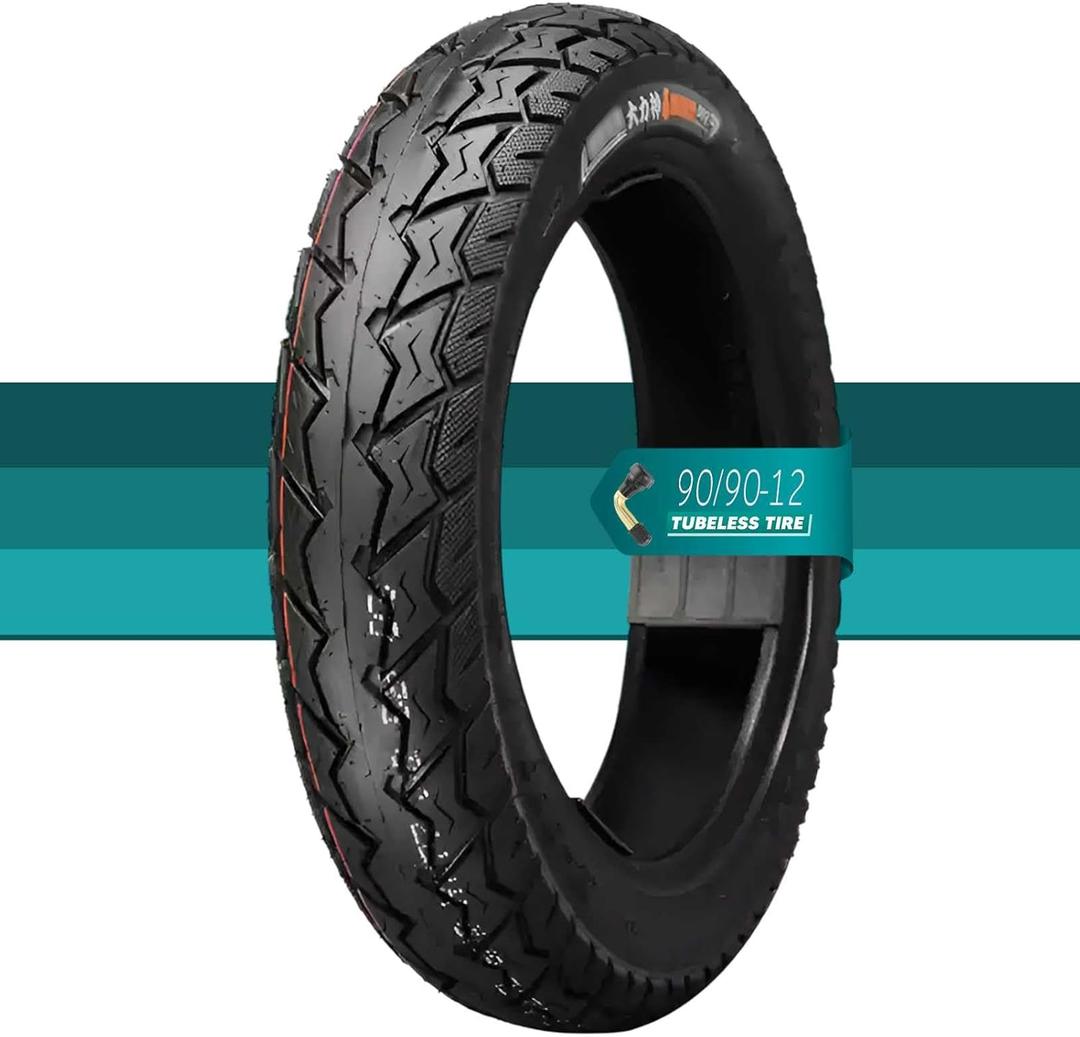90/90-12 Tire for Mini Bike Front Rear Street Llanta, 90/90/12 Tubeless Anti-slip Tyre, 90 90 12 Wear-resistant Neumtico Used for Daily Commuting on Various Roads 300 kPa MAX LOAD 535 LBS