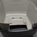 IRIS USA Cat Litter Box with Front Door Flap and Scoop, Covered Kitty Box with Handle and Buckles for Portability and Privacy, Dark Gray