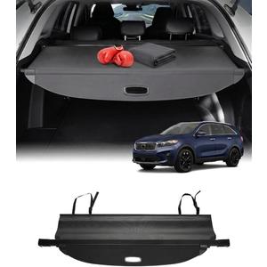 Powerty Retractable Cargo Cover for 2016-2020 Kia Sorento, Canvas Texture Trunk Cover Privacy Screen Rear Security Shade for Sorento Accessories (with Extented Cover)