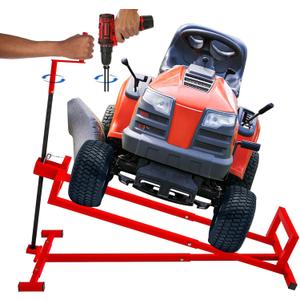 Lawn Mower Lift Jack, Lifting Platform 882 Lbs Capacity Telescopic Maintenance Jack with User Manual for Garden Tractors and Riding Lawn Mower with Manual Handle & Power Tool Extension Handle - B