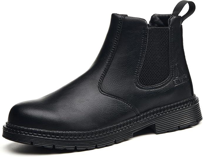 Unisex-Adults Steel Toe Chelsea Boots, Men's Industrial Construction Shoes, Waterproof, Lightweight, Comfortable, Non-slip Safety Boots, Size 37