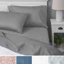 Welhome 100% Cotton Percale 4-Piece King Size Solid Bed Sheets Set, 1 Fitted, 1 Flat Sheet with 2 Pillowcases, Gray