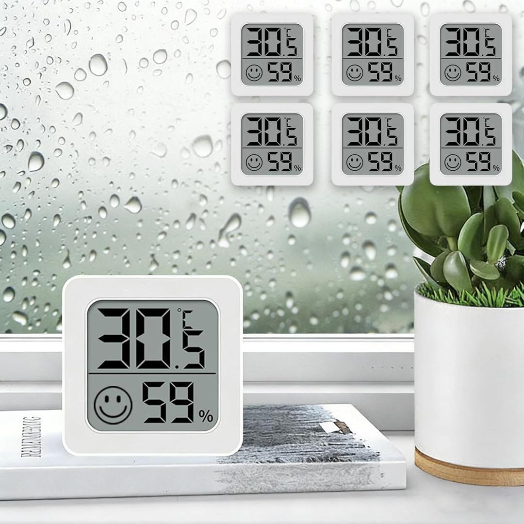 6 Pack Mini Humidity Meter Hygrometer, Room Thermometer Indoor Digital Temperature and Humidity Monitor for Home House Office Garden and Cellar