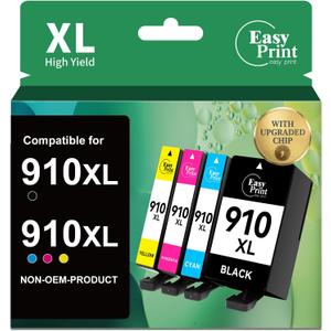 Compatible Ink Cartridge Replacement for HP 910XL Ink Cartridges Combo Pack to Use with OfficeJet Pro 8025 8020 8035 8030 8028 8010 Series Printer (4 Pack)