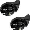 2PCS 300DB Super Loud Train Horns, 12V Waterproof Air Electric Snail Horn Replacement Kit, Universal Durable Raging Sound Air Horns for Car, Motorcycle, Truck, Marine Boat (Black)