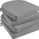 Basic Beyond Chair Cushions for Dining Chairs 4 Pack, Kitchen Chair Cushions with Ties and Non Slip Backing, 16 x 16 inches Chair Pads for Dining Chairs(Dark Grey)
