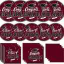 Gatherfun Graduation decorations 2025 Graduation Party Supplies Maroon Disposable Paper Plates Luncheon Napkins Cocktail Napkins for Congrats Grad Party Decorations, Count of 14