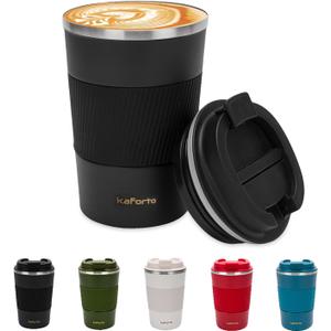 kaforto 16oz Insulated Coffee Travel Mug Stainless Steel Vacuum Coffee Cup Leakproof with Screw Lid Double Wall Coffee Tumbler Reusable Thermal Cup for Hot/Iced Beverage - 510ml, Black