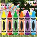 6 Pcs Kindergarten Graduation Decorations Crayon Yard Signs 31.5 Inch Large Preschool Graduation Outdoor Decor Crayon Party Photo Props for Classroom School Congrats Grad Back to School Decor