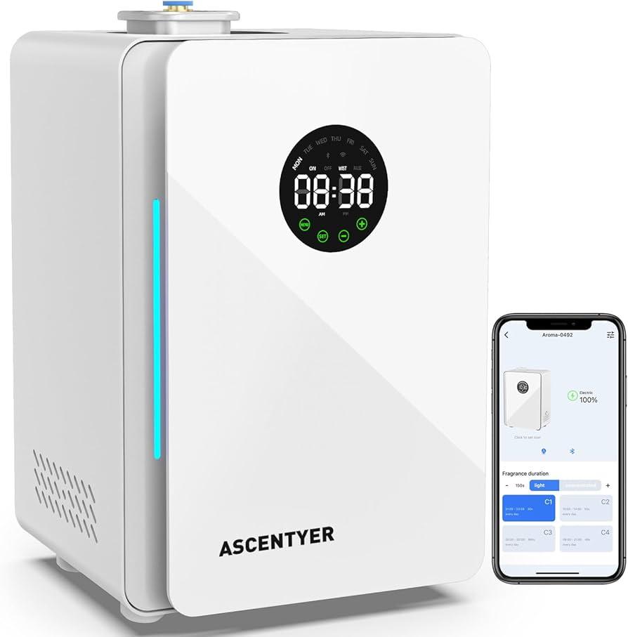 HVAC Scent Diffuser with Cold Air Technology, Hotel Collection Diffuser Machine, Scent Air Machine for Home, Waterless Aromatherapy Diffuser Coverage 3000 Sq. Ft, Commercial Diffuser for Large Room(White)