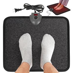 Hodeamy Heated Floor Mat Under Desk for Foot Warmer  Wider 110V Adjustable Temperature Electric Space Heaters Heating Pad  Carbon Crystal & Energy Saving Feet Warmers for Office,Home (Black Gray)