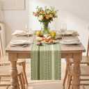 Artoid Mode Army Green Farmhouse Woven Table Runner, Seasonal Holiday Rustic Kitchen Dining Table Decoration for Home Party Decor 12x108 Inch