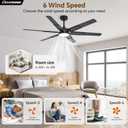 60 Inch Ceiling Fans with Lights and Remote, Living Room Office Library Cafe Indoor Outdoor Industrial, 5CCT Dimmable, Dual Color 6 Blades, 6 Speed Reversible Quiet DC Motor, Black/Wood Grain