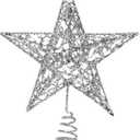 URATOT Glittered Christmas Tree Topper Metal Christmas Treetop Hallow Wire Star Topper for Christmas Home Decoration (6 inches, Silver)