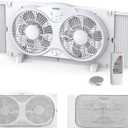 shinic 9" Quiet Window Fan with Remote Control - 2026 Upgraded, 3-Speed Reversible Airflow, Includes Removable Bug Screen, Dust Cover & Foam Sealing Tape, Expandable Panels 24"-37", ETL Listed