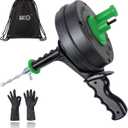 BACOENG 25Ft Drain Auger, Heavy Duty Plumbing Snake with Drill Adapter, Use Manually or Powered for Drain Clog, Shower Sink, Comes with Gloves and Bag (Green)